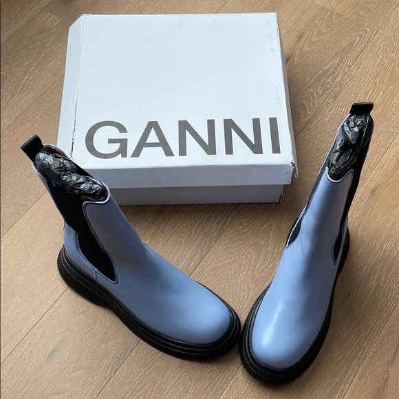 Ganni Light Blue and Black Chelsea Boots 44 - Picture 2 of 7